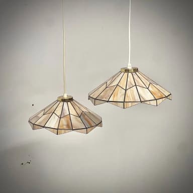Vintage Tiffany Art Deco Glas Deckenlampen 27 cm