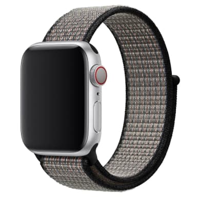 Nylonlenkki Apple Watchille hehkuvan laavan mustana, eri kokoja