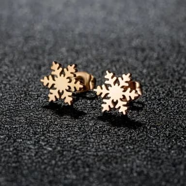 Red gold snowflake earrings in nickel-free plated steel