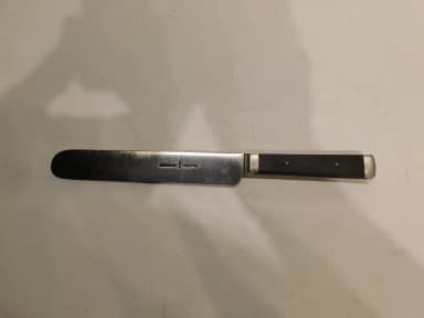 Antikes Essmesser mit Teak- und Holzgriff aus frühem 20. Jahrhundert
