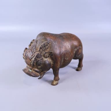 Bronze sculpture of a wild boar available