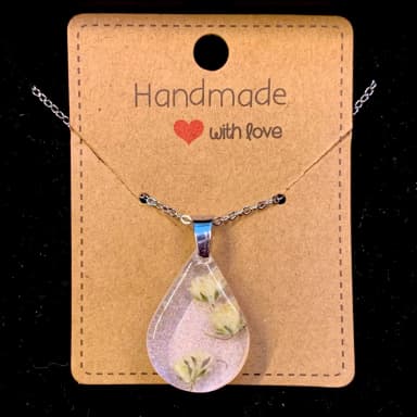 Handmade flower necklace with gypsophila and stainless steel chain
