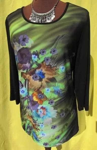 Multicolored sweater size 42 with 3/4 sleeves in viscose and polyester