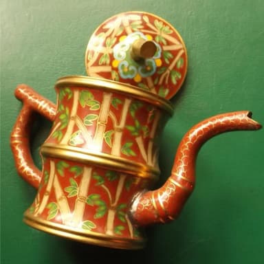 Chinesische Cloisonné-Teekanne mit Deckel aus den 1960er Jahren