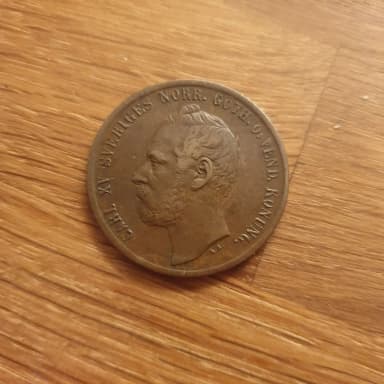 Karl XV 5 öre kolikko vuodelta 1863