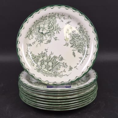 10 platos de aperitivo de porcelana verde Anna de Rörstrand