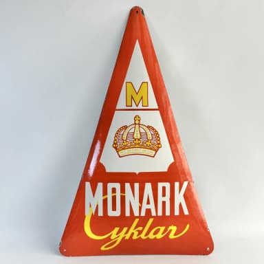 Vanha suuri emalikyltti 'Monark Cyklar' 1940-luvulta