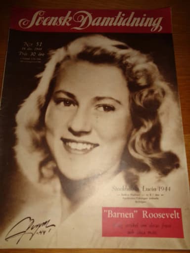 Svensk Damtidning -lehden numero 51 vuodelta 1944, Tukholman Lucia Barbro Paulss