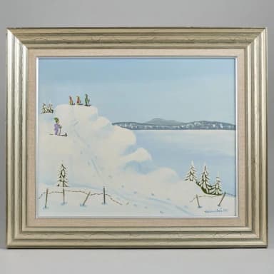 Veikko Sirén oil painting with winter and snow theme