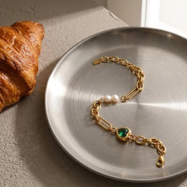 Pulsera de perlas con perlas de agua dulce y oro de 18k en acero