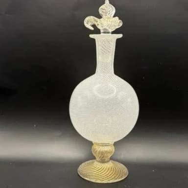 Exklusiver Murano-Flakon mit Mezza Filigrana und 24K Goldverzierung