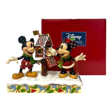 Disney figurines Mickey and Minnie by Jim Shore with Christmas card