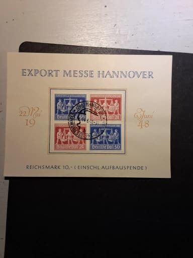 Liittoutuneiden miehityksen keräilyesine Hannoverin messuilta 1948