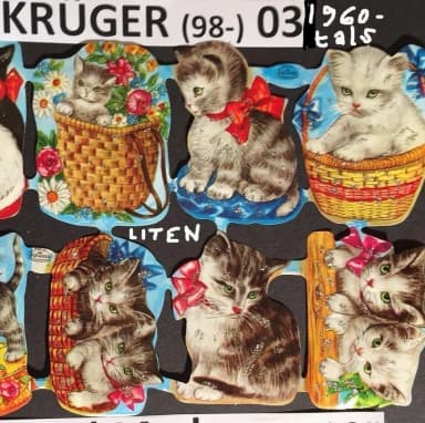 Krüger 98-003 old small cat stamp with glitter from 1960s