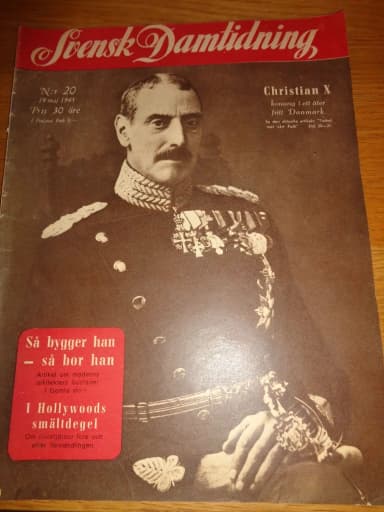 Svensk Damtidning -lehden numero 20 vuodelta 1945 kuninkaallinen teema