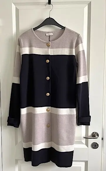 Stenströms long checkered coat or cardigan in merino wool - size M