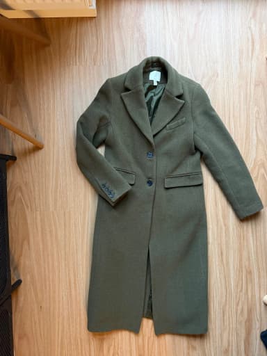 H&M dunkelgrüner Mantel in XS mit 60% Wollmischung