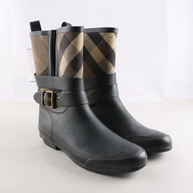 Burberry Gummistiefel in Schwarz und Beige Größe 37