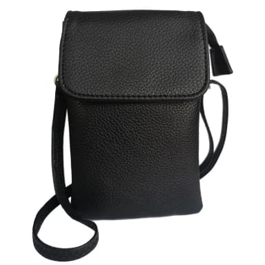 NAOYQ vegan leather retro shoulder bag for mobile phone in black