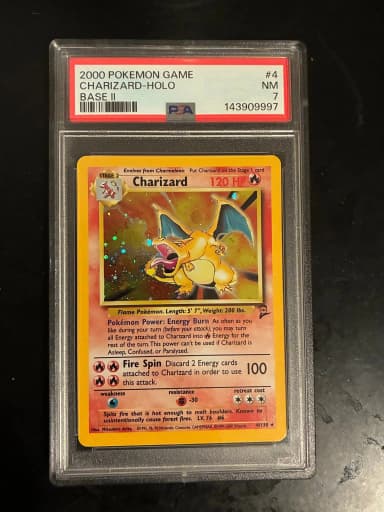 Charizard Base Set 2 #4 Holo PSA 7 Pokémon-Karte von 2000