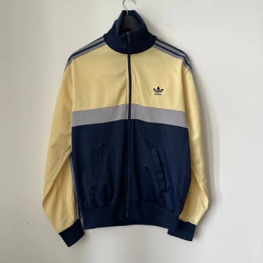 Vintage adidas Trainingsjacke Navy und Custard aus den 70-80ern, Größe D7/52/L