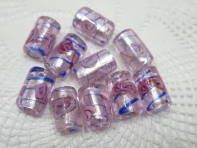 Conjunto de cuentas largas de vidrio rosa y azul