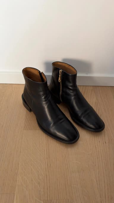Black genuine leather ankle boots size 38