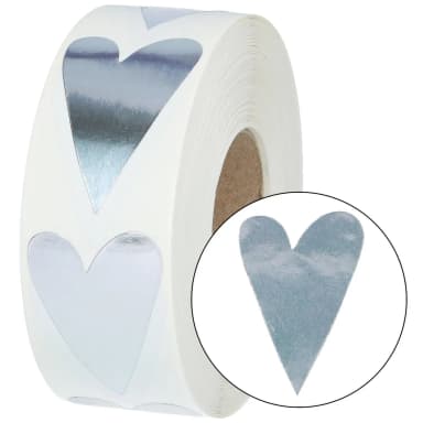 Paquete de 100 etiquetas plateadas en forma de corazón